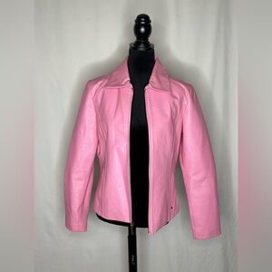 Black Rivet Women's Vibrant Pink Leather Jacket